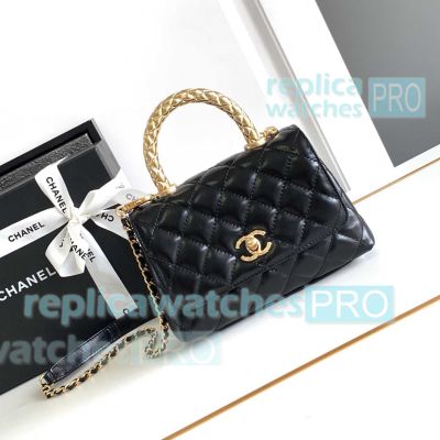 Replica Chane1 Black Flap Women Bag with Top Handle Mini Size